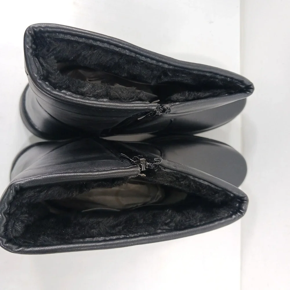 Mens Black Faux Fur Lined Side Zip Winter Boots Style 7703 Size 12